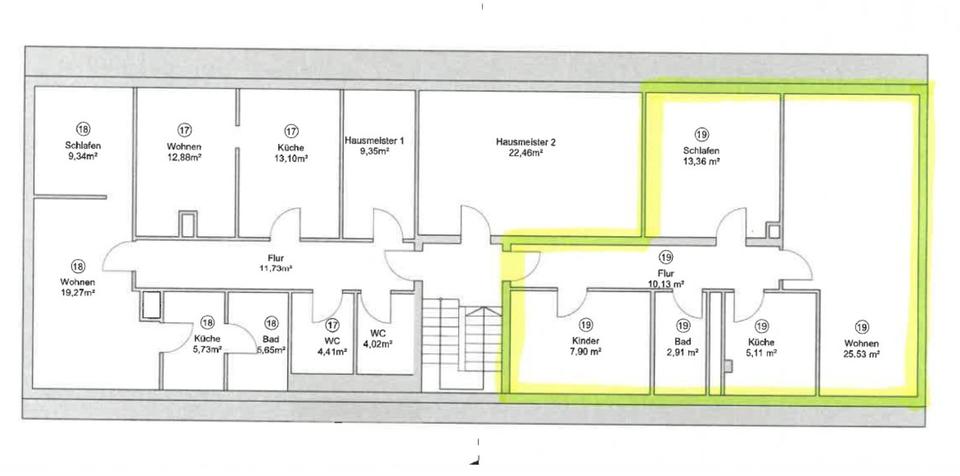 Etagenwohnung Kassel Vorderer Westen - 3 Zimmer, 65 m&sup2;, 780&euro; | Angebot:25960060
