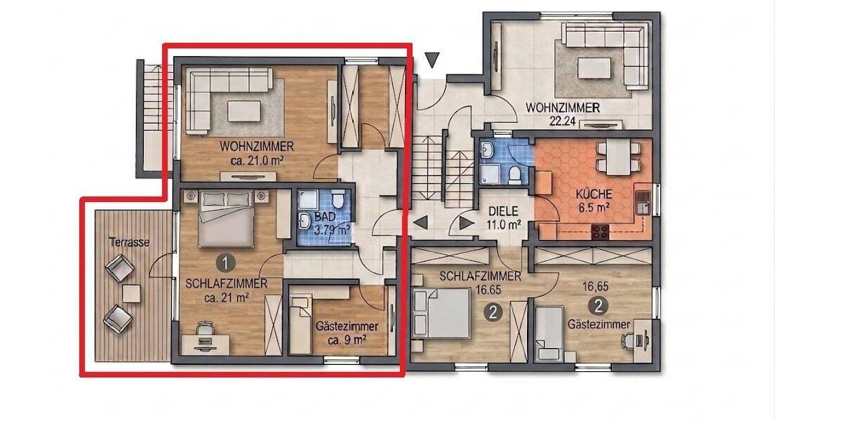 Etagenwohnung Kassel Niederzwehren - 3 Zimmer, 75 m&sup2;, 195.000&euro; | Angebot:26731016
