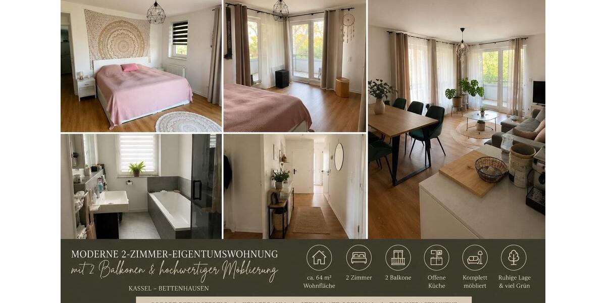 Etagenwohnung Kassel Bettenhausen - 2 Zimmer, 64 m&sup2;, 189.000&euro; | Angebot:26807019