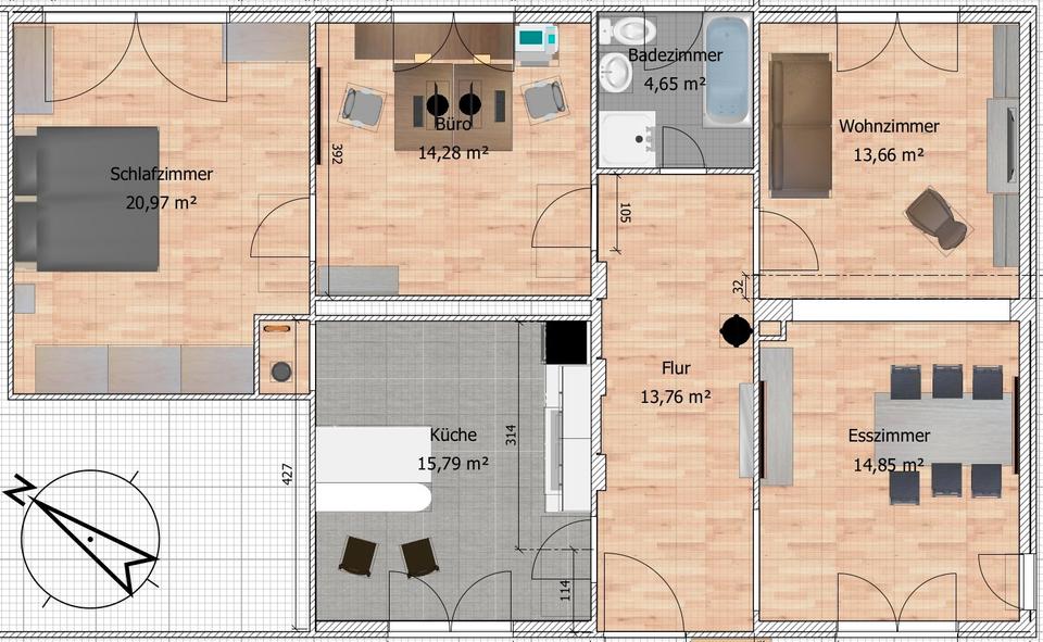 Erdgeschoßwohnung Habichtswald - 2.5 Zimmer, 110 m&sup2;, 850&euro; | Angebot:26039094