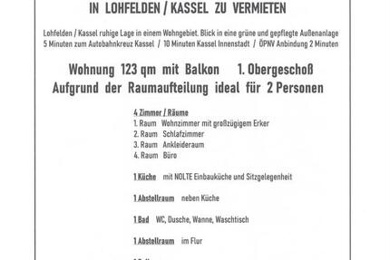 Wohnung Lohfelden - 4 Zimmer, 123 m&sup2;, 1.476&euro; | Angebot:25852348