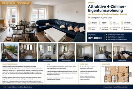 Wohnung Kassel Vorderer Westen - 4 Zimmer, 101 m&sup2;, 325.000&euro; | Angebot:26958579