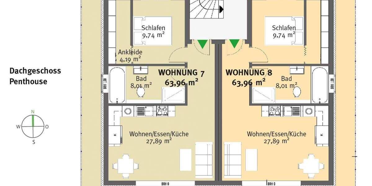 Etagenwohnung Kassel Jungfernkopf - 2 Zimmer, 64 m&sup2;, 310.000&euro; | Angebot:25696881