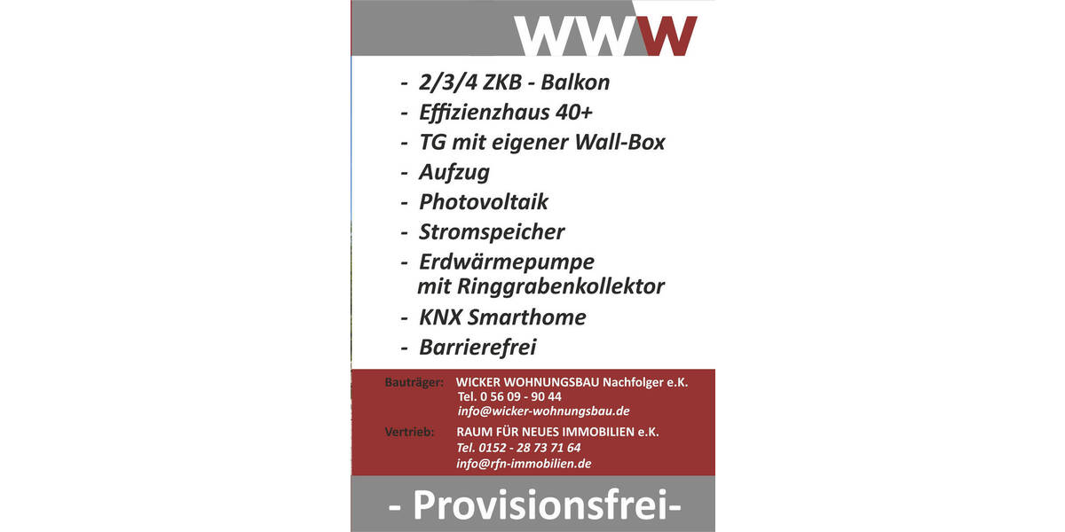 ! ab 314.824 €- Moderne ETW´s in Toplage Vellmar 2 zimmer