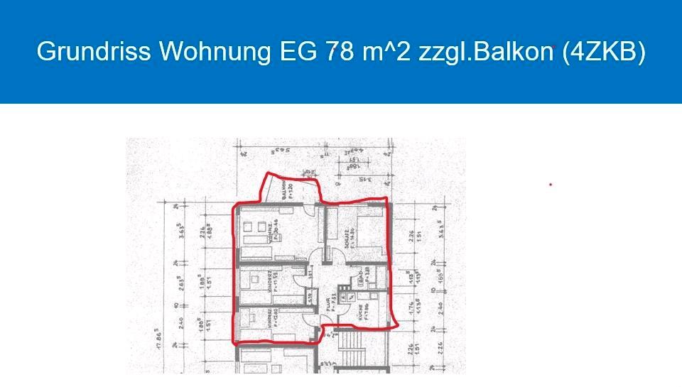 4ZKB 80m2 EG Balkon ruhige Lage 4 zimmer