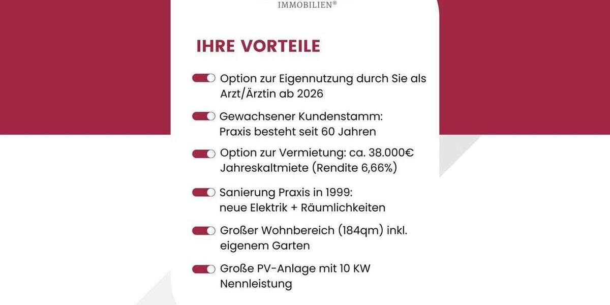 Arztpraxis mit zwei Wohnungen: Eigennutz oder Weitervermietung! 1 zimmer