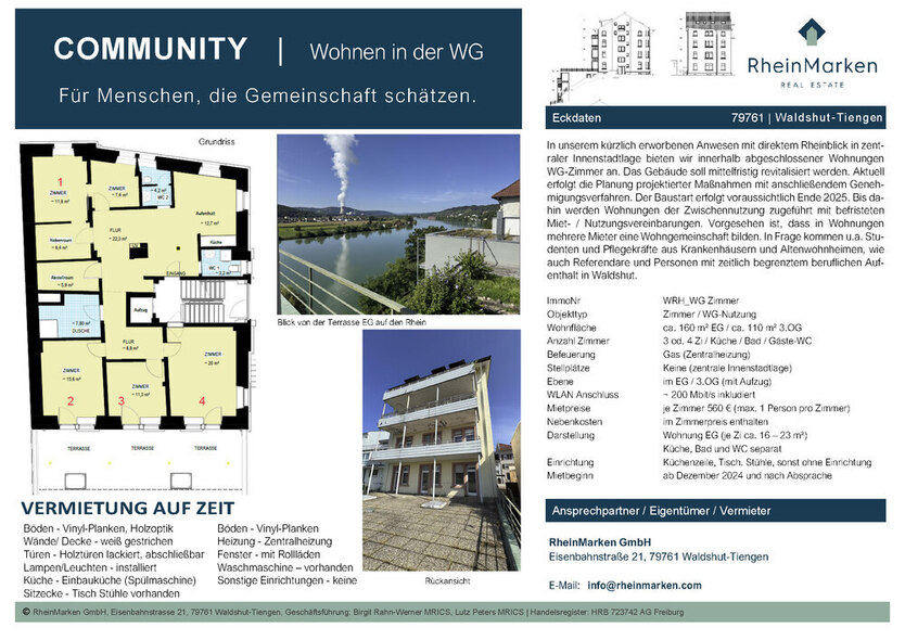 WG Zimmer 4er WG Waldshut-Tiengen zentrale Innenstadtlage
