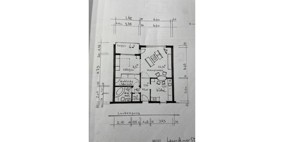 Etagenwohnung Kassel Niederzwehren - 2 Zimmer, 65 m&sup2;, 575&euro; | Angebot:25294475
