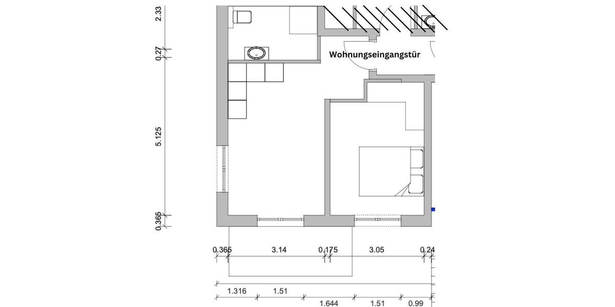 Etagenwohnung Kassel Brasselsberg - 2 Zimmer, 38 m&sup2;, 800&euro; | Angebot:26188723