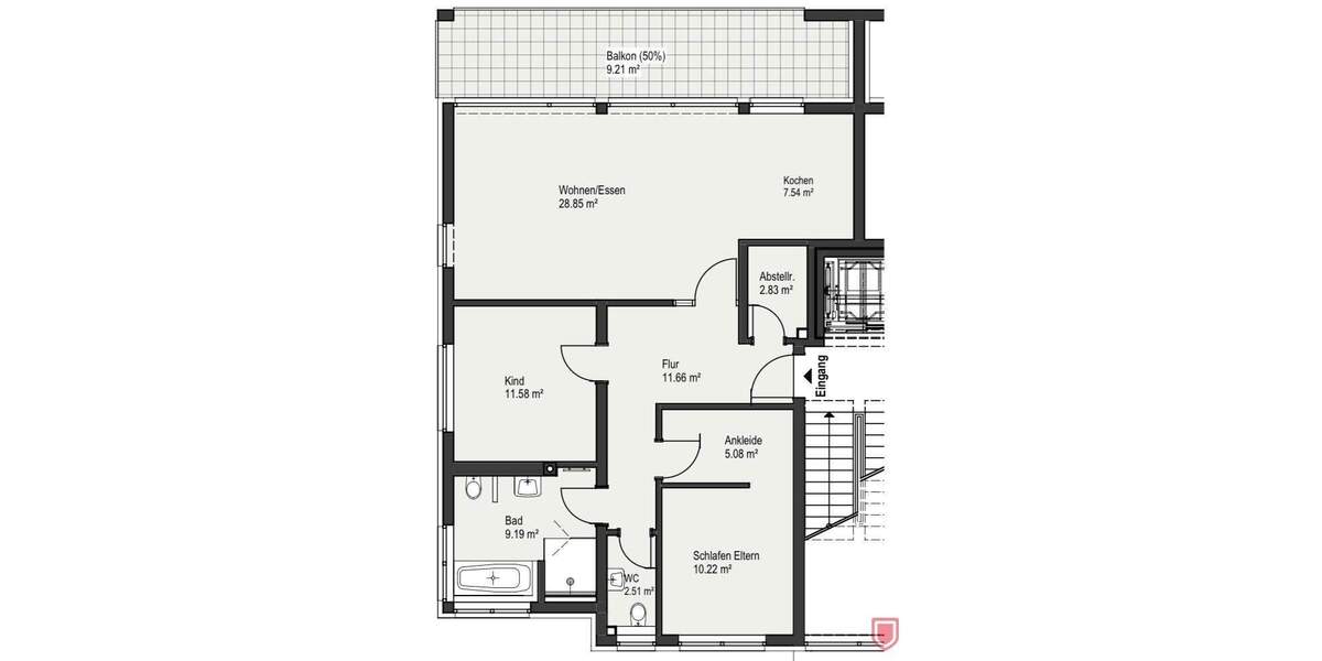 Etagenwohnung Vellmar Niedervellmar - 3 Zimmer, 100 m&sup2;, 1.090&euro; | Angebot:25335818