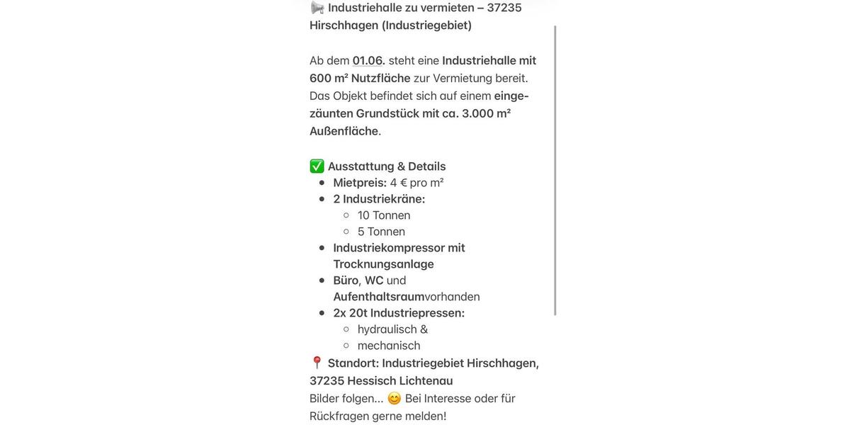 Gewerbeobjekt Hessisch Lichtenau - 4&euro; | Angebot:26128482