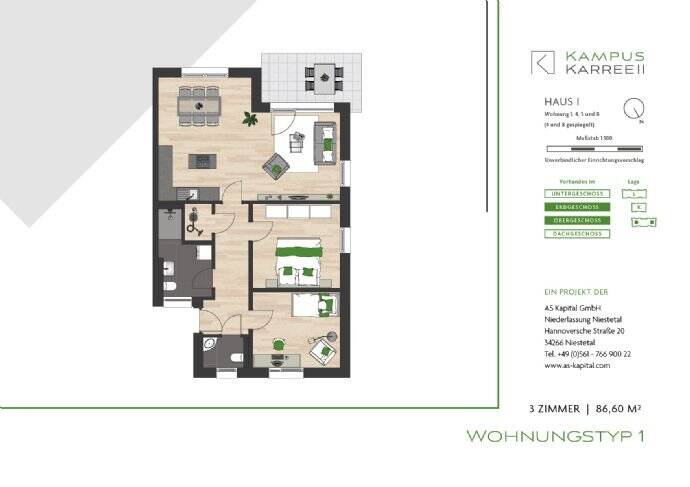 Etagenwohnung Kassel Wolfsanger/Hasenhecke - 3 Zimmer, 86 m&sup2;, 379.741&euro; | Angebot:25778285