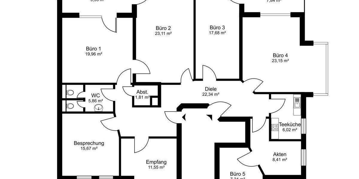 Helle Büroetage mit 8 Räumen an der Wilhelmshöher Allee in Wehlheiden 8 zimmer