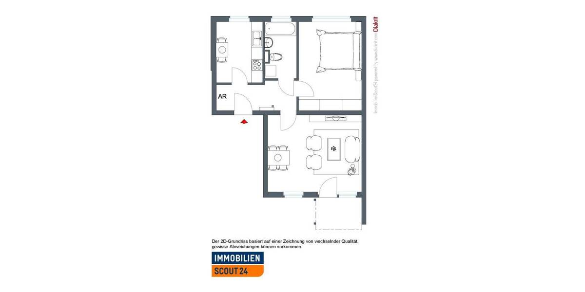 Etagenwohnung Kassel Niederzwehren - 2 Zimmer, 56 m&sup2;, 465&euro; | Angebot:26017639