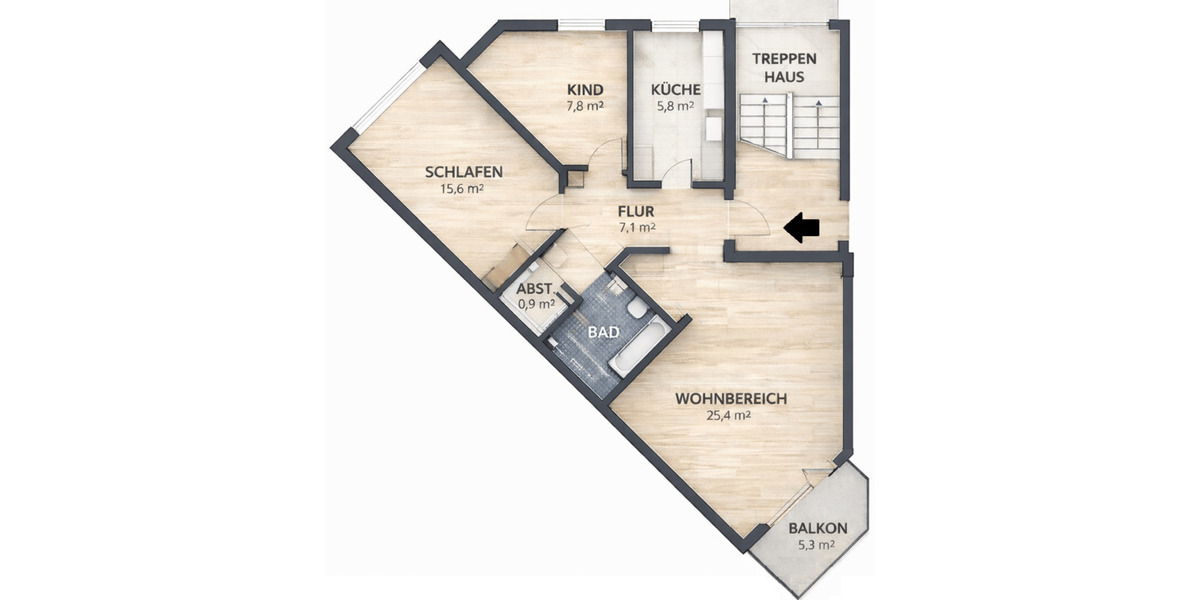 Etagenwohnung Kassel Wolfsanger/Hasenhecke - 3 Zimmer, 79 m&sup2;, 800&euro; | Angebot:26672367