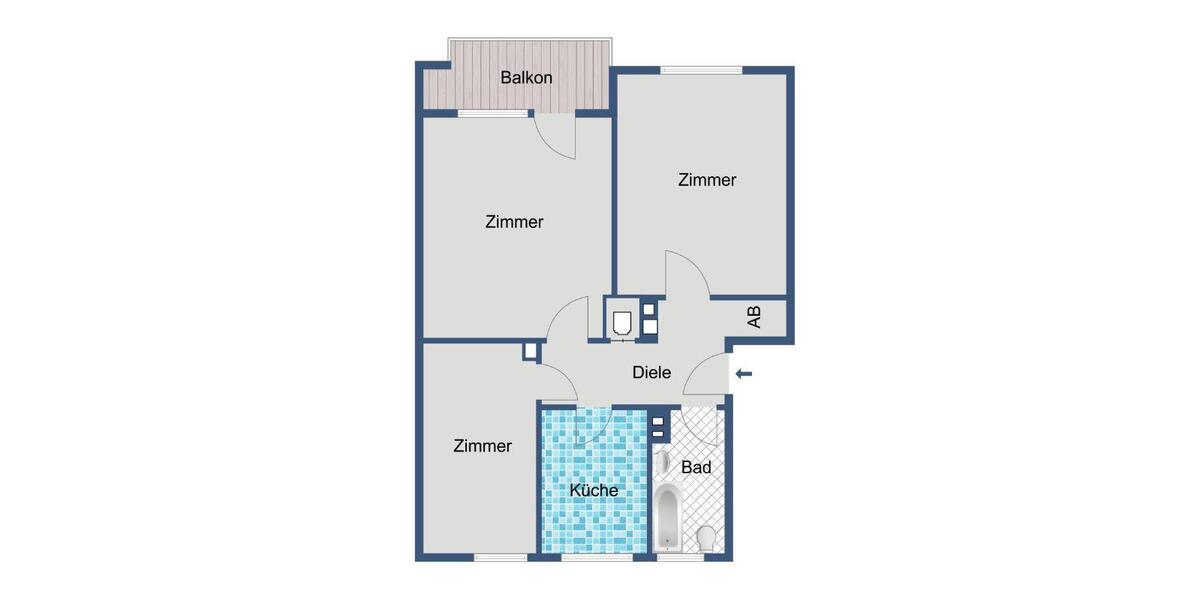 Etagenwohnung Fuldatal - 3 Zimmer, 64 m&sup2;, 493&euro; | Angebot:26249519