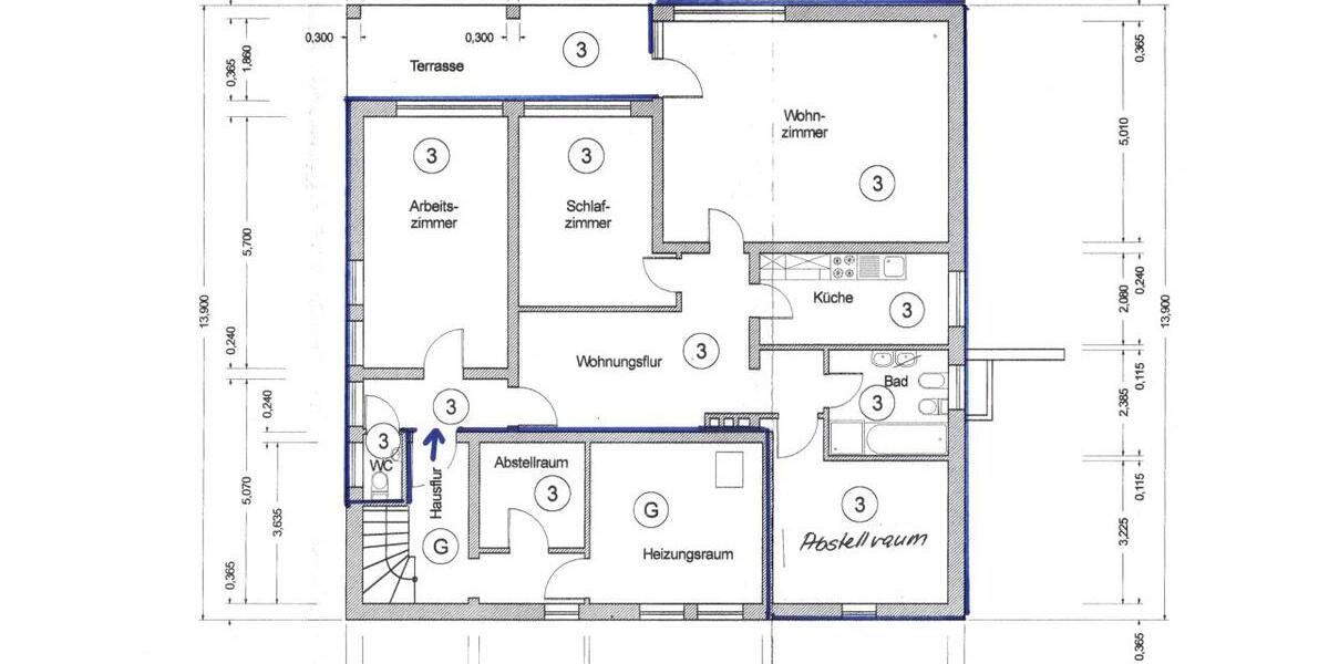 Terrassenwohnung Melsungen - 3 Zimmer, 104 m&sup2;, 800&euro; | Angebot:26427014