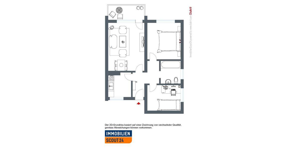 Etagenwohnung Kassel Niederzwehren - 3 Zimmer, 58 m&sup2;, 480&euro; | Angebot:25266806