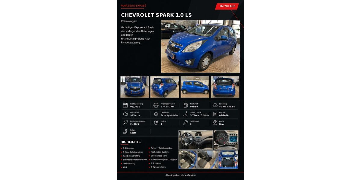 Chevrolet Spark 134.640 km 2.780 &euro; Kassel 34123
