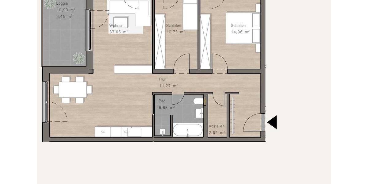 Etagenwohnung Kassel Südstadt - 3 Zimmer, 89 m&sup2;, 435.000&euro; | Angebot:26990669