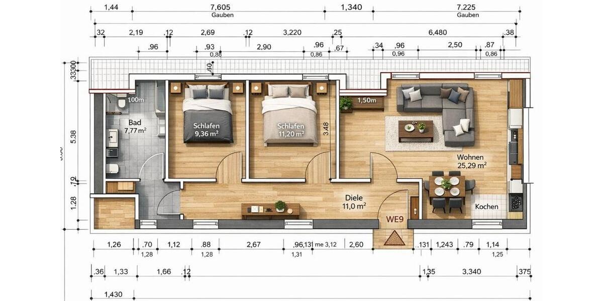 Etagenwohnung Ahnatal - 3 Zimmer, 100 m&sup2;, 400&euro; | Angebot:24570822