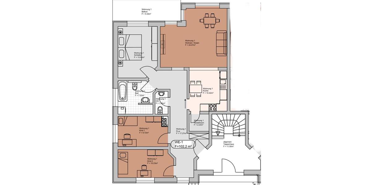 Etagenwohnung Hofgeismar - 4 Zimmer, 102 m&sup2;, 1.030&euro; | Angebot:25918755