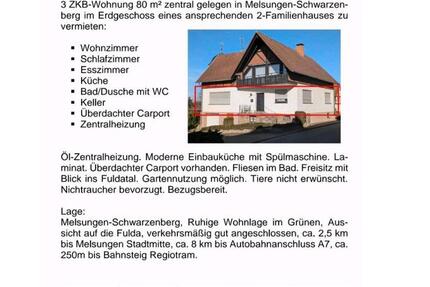 Wohnung Melsungen - 3 Zimmer, 80 m&sup2;, 780&euro; | Angebot:25444854