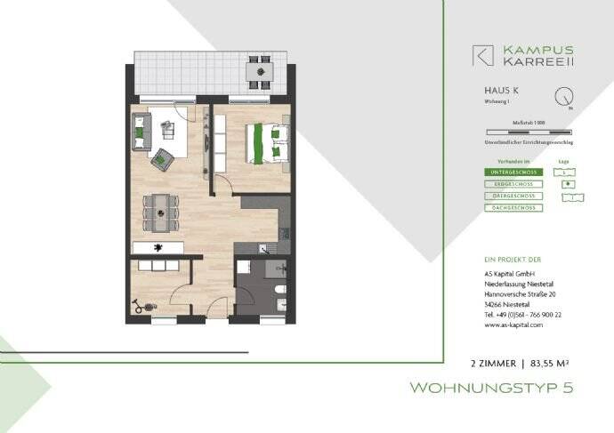 Etagenwohnung Kassel Wolfsanger/Hasenhecke - 3 Zimmer, 83 m&sup2;, 339.733&euro; | Angebot:25739593