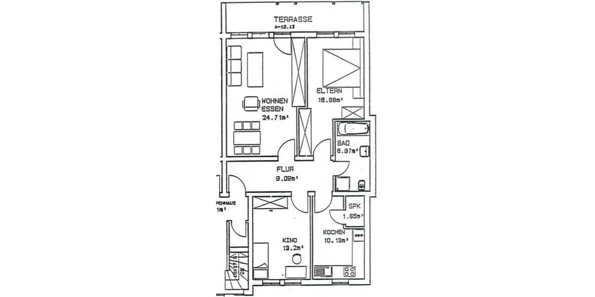 Etagenwohnung Wabern Zennern - 3 Zimmer, 86 m&sup2;, 774&euro; | Angebot:26929325