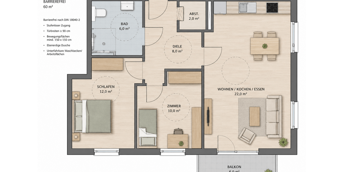 Etagenwohnung Niestetal - 3 Zimmer, 60 m&sup2;, 270.000&euro; | Angebot:27285565