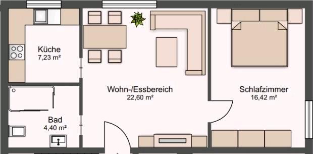 Etagenwohnung Calden - 1 Zimmer, 51 m&sup2;, 750&euro; | Angebot:25071372