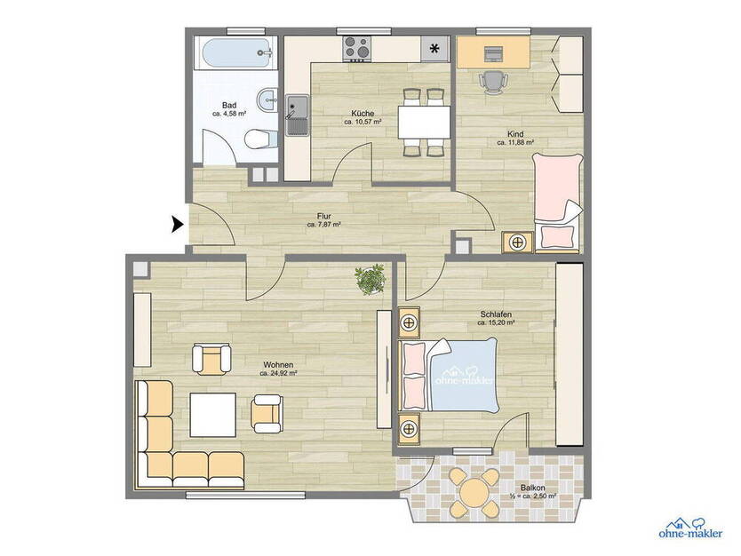 Renovierte 3-Zimmer-Wohnung mit Südbalkon, Garage und Aussicht in ruhiger Lage!