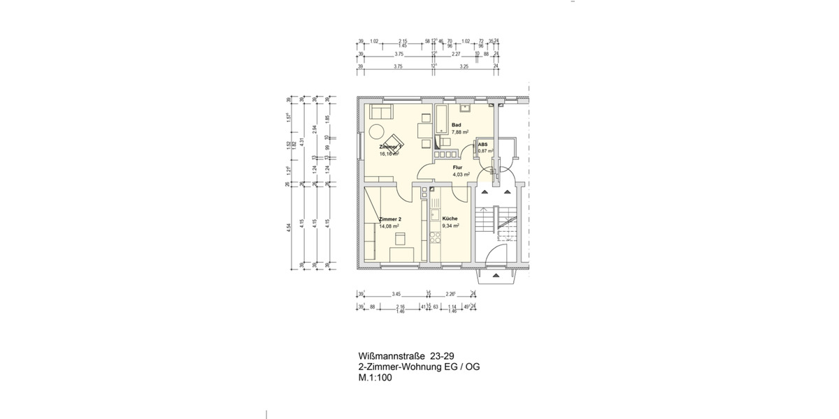 Etagenwohnung Kassel Bettenhausen - 2 Zimmer, 50 m&sup2;, 490&euro; | Angebot:12776053